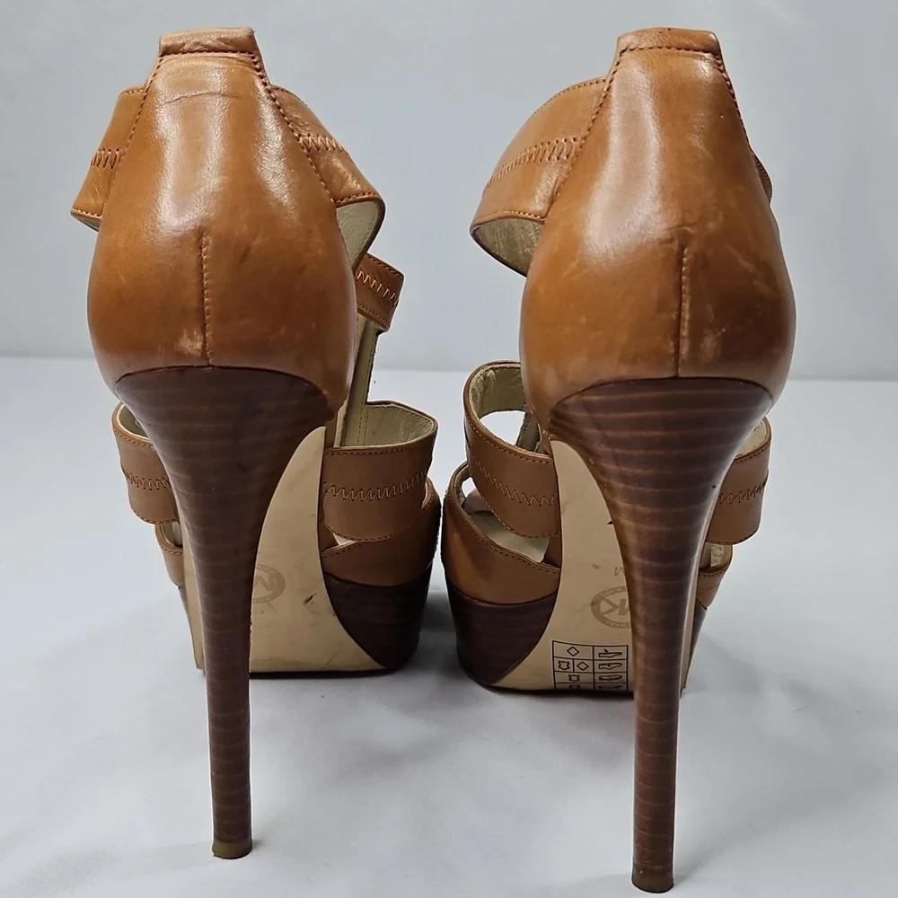 Michael Kors Berkley Plateform Brown Heeled Sandals Size 7.5 - Picture 5 of 8